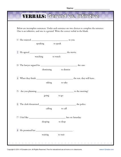 Verbals  Gerund Vs  Infinitive