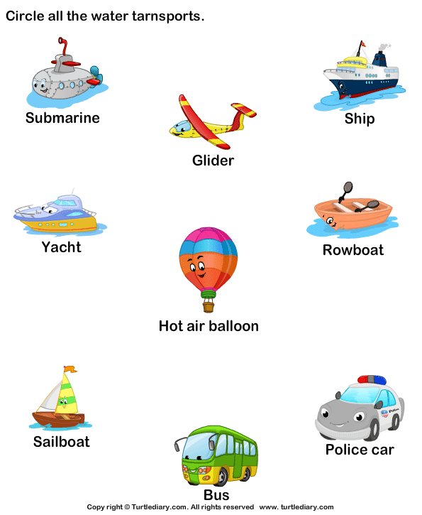 Water Means Of Transport Worksheet