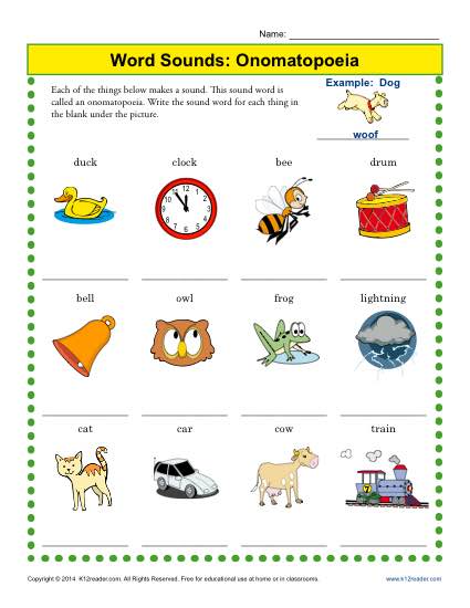 Word Sounds  Onomatopoeia