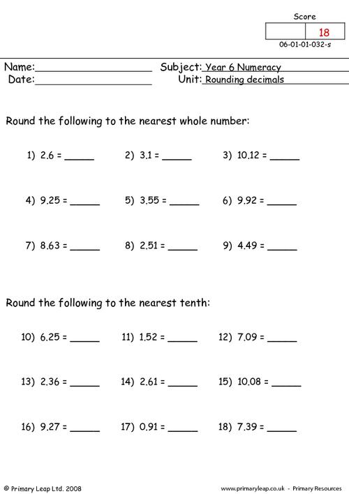 Rounding Decimals 1