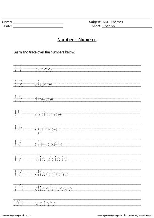Spanish Numbers 11