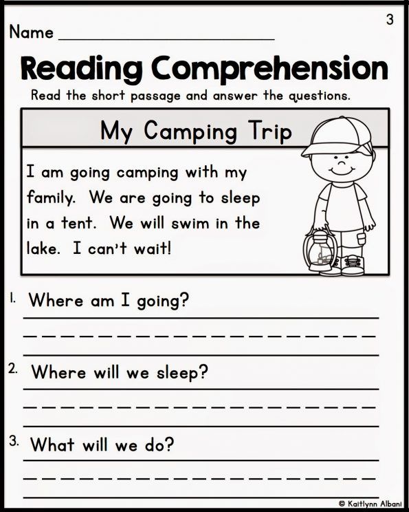 Reading Comprehension Kindergarten Worksheets Free Fiction