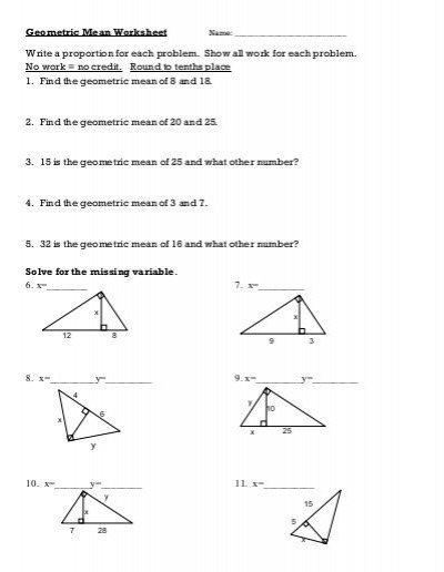 Geometric Mean Worksheet Pdf Free Worksheets Samples Geometric Mean Worksheet Pdf Free Worksheets Samples