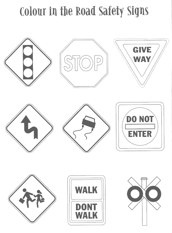 All Worksheets Safety Signs Worksheets   Road Sign Color Sheet