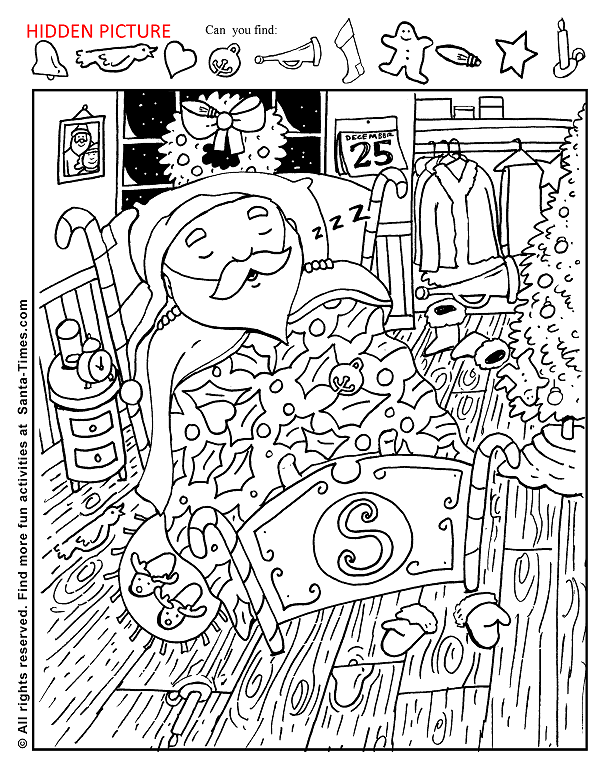 Sleepy Santa Hidden Picture Activity