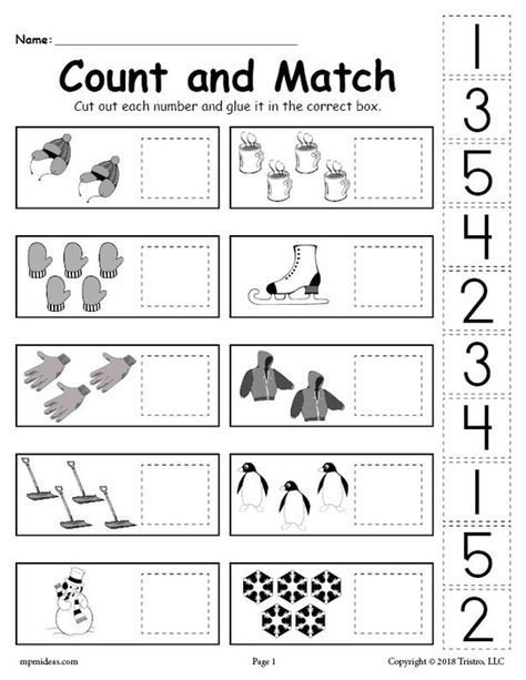 Free Printable Winter Counting And Matching Cut And Paste