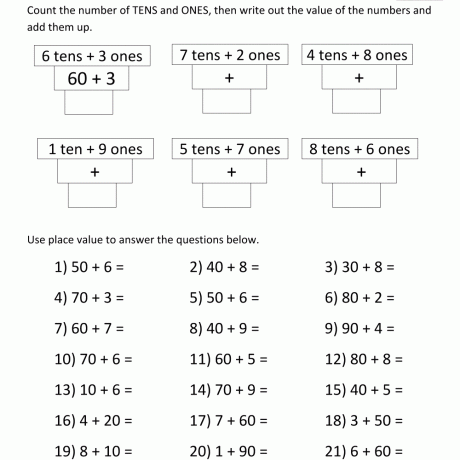 Math Place Value Worksheets To 100 Maths For 6 Year Olds Printable