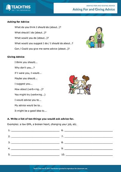 Giving Advice Esl Games Activities Worksheets