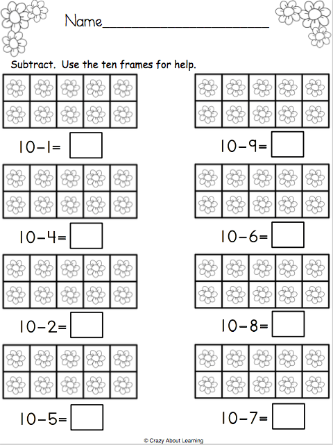 Free Ten Frame Subtraction
