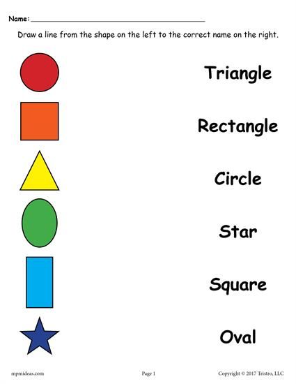 4 Free Shapes Matching Worksheets