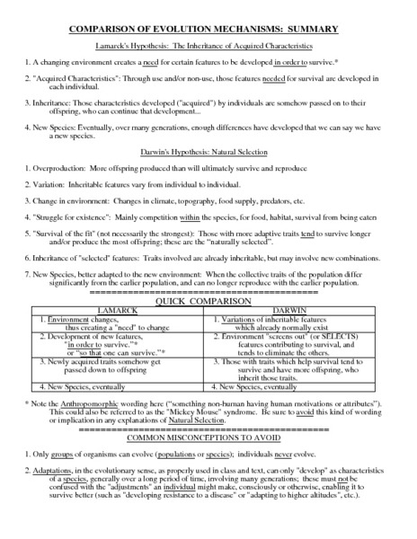 Chic Biological Evolution Worksheets For Your Parison Of Evolution