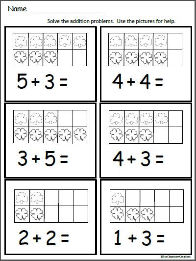 Free Ten Frame Addition Worksheet For St  Patrick's Day