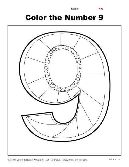 Color The Number 9