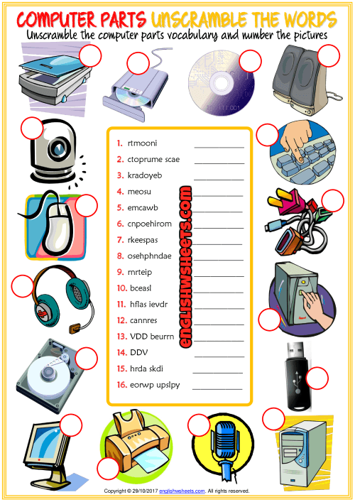 Computer Parts Unscramble The Words Esl 72034 Computer Parts Unscramble The Words Esl 72034