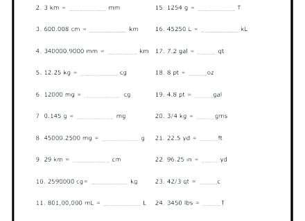 Conversion Of Units Physics Worksheets In Conversion Of Units In