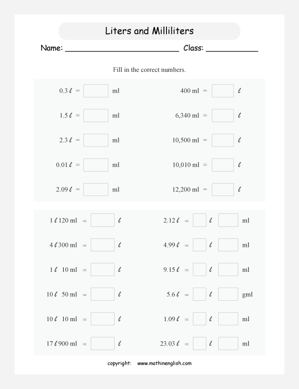 Convert The Metric Units Of Volume And Capacity  Great Math