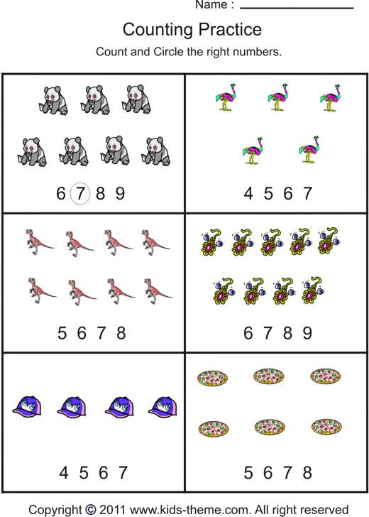 Counting Objects To 10 Worksheets