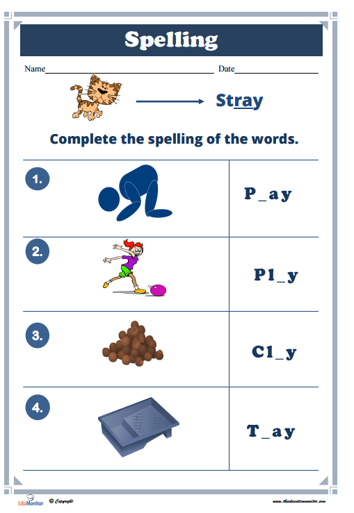Spelling Activities Worksheets Printable