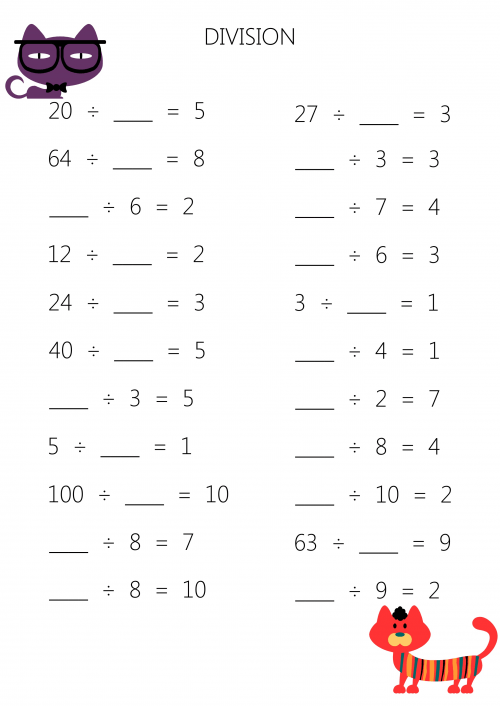 Missing Dividend Or Divisor Worksheet