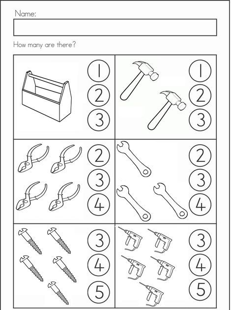 Tools Number Count Worksheet For Kids