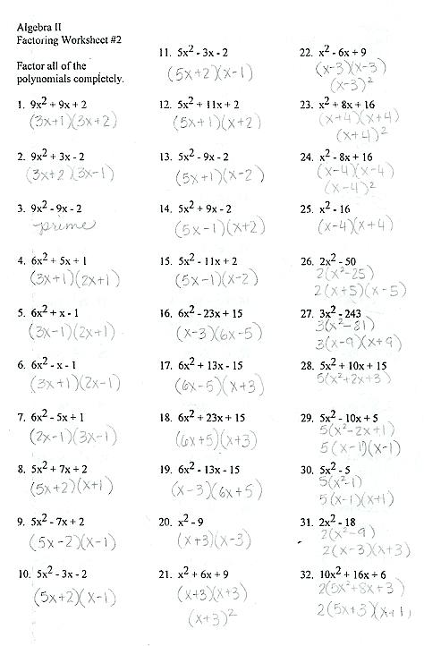 Factoring Trinomial Worksheet â Kakoo Info