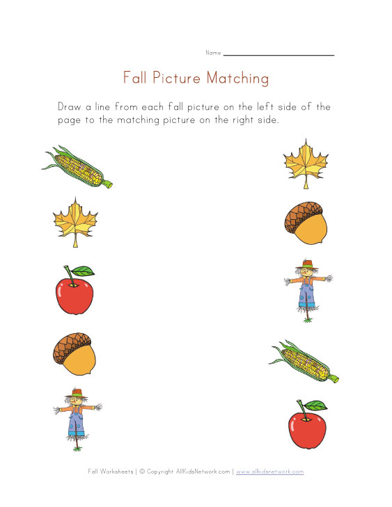 Preschool Worksheet Printables  Picture Matching
