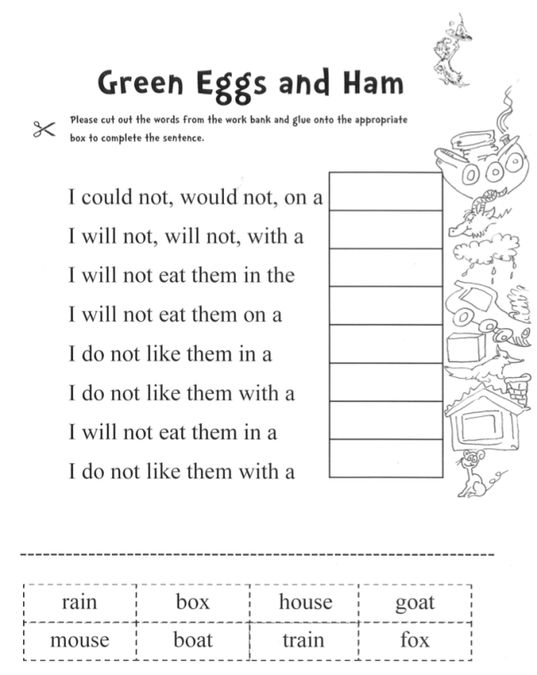 Green Eggs And Ham Worksheet