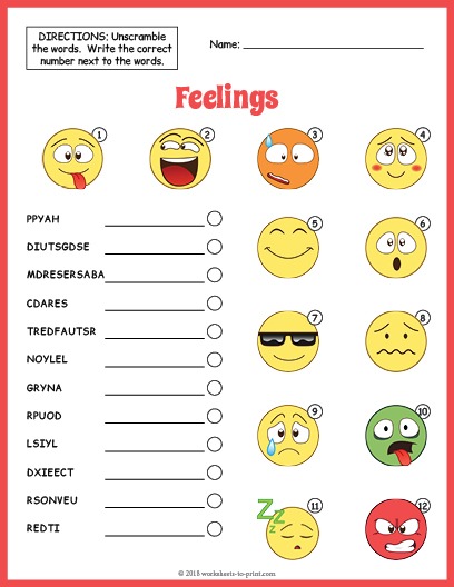 Feelings Vocabulary Worksheet