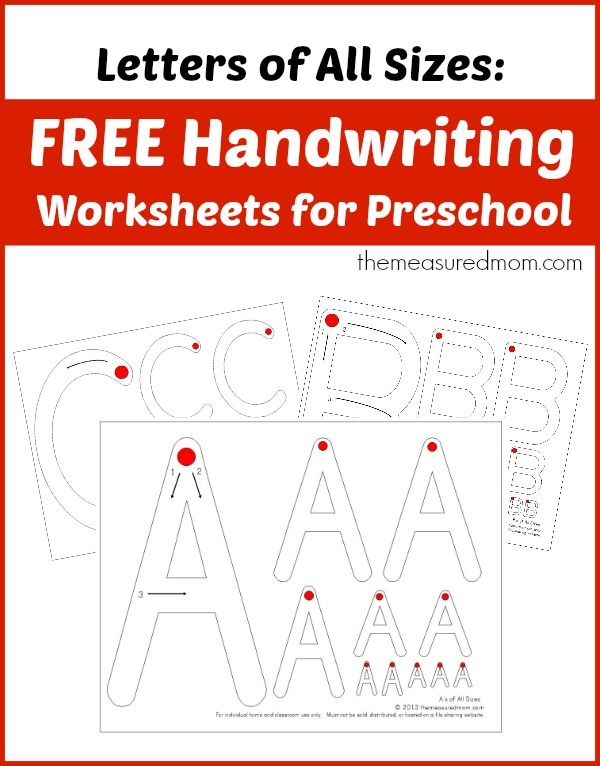 Free Handwriting Worksheets For Preschool  Letters Of All Sizes