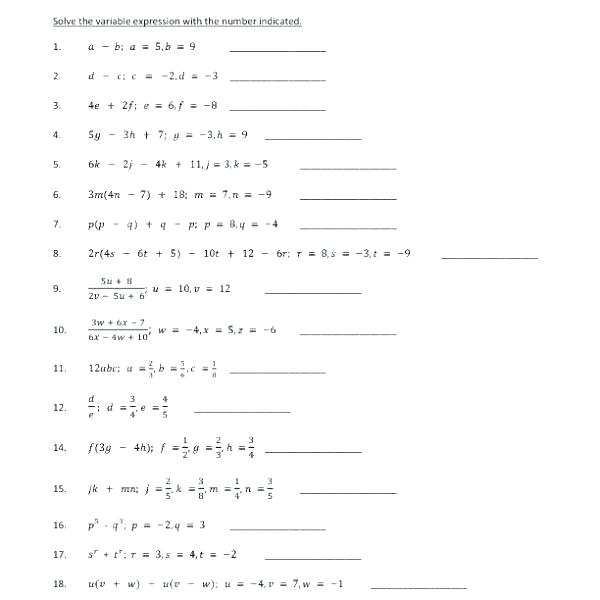 Grade 10 Algebra Worksheets