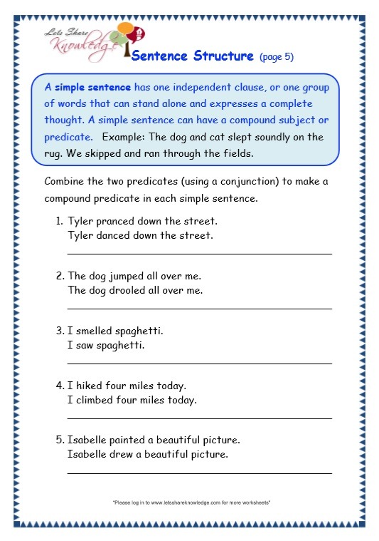 Grade 3 Grammar Topic 36  Sentence Structure Worksheets â Lets