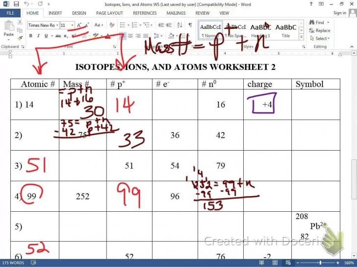 Isotope Notation Chem Worksheet 4 2 Protons Neutrons And Electrons