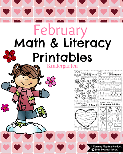 Kindergarten Math And Literacy Worksheets For February