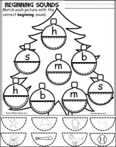 Free Christmas Cut And Paste Beginning Sounds Activity For T