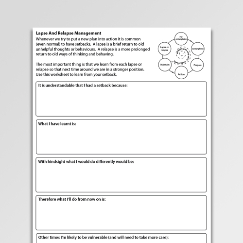 Lapse And Relapse Management Worksheet Pdf