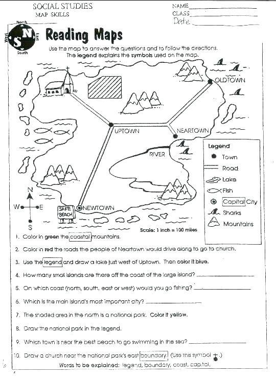 Map Skills Worksheets 4th Grade Printable Map Skills Worksheets