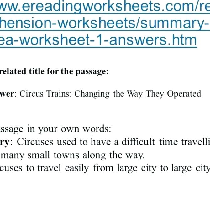 Main Idea Worksheets Kindergarten