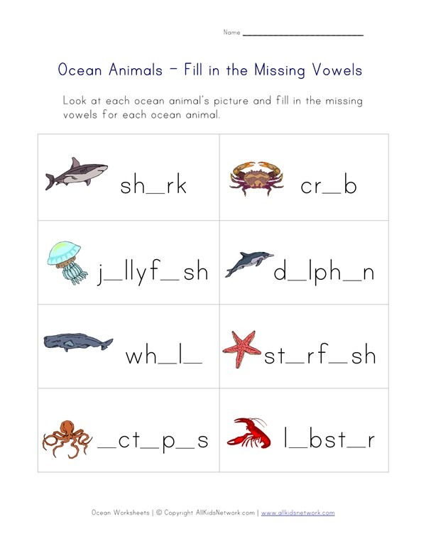 Ocean Animals Worksheet