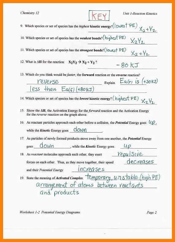 Potential Energy And Kinetic Energy Worksheet Answers