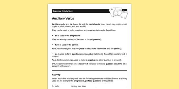 Ks3 English Curriculum Auxiliary Verbs Worksheet   Worksheet