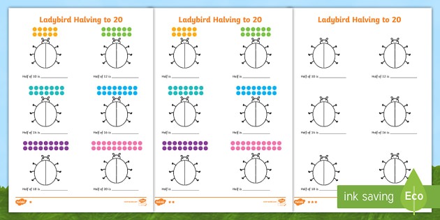 Differentiated Halving To 20 Ladybird Worksheet   Worksheets