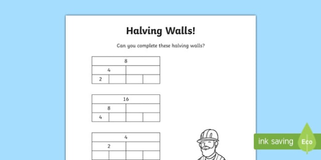 Halving Walls Worksheet   Worksheet Pack, Worksheet