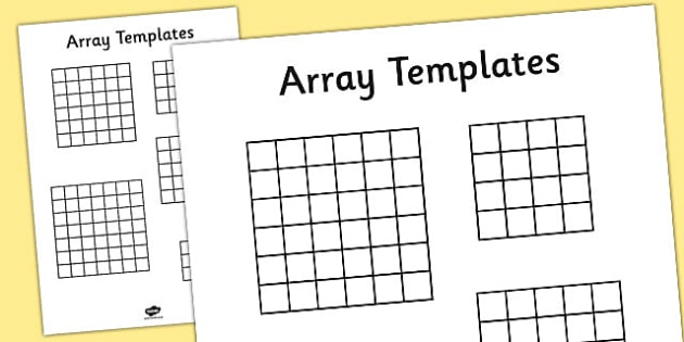 Array Multiplication Templates Work Sheet