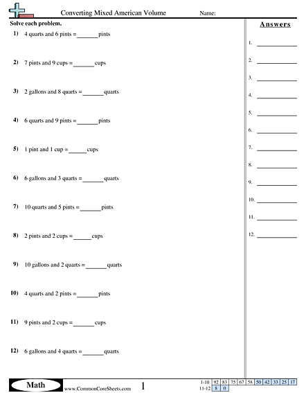 Capacity Worksheets