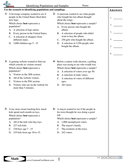 Statistics Worksheets