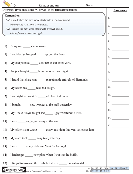 Common Misuses Worksheets