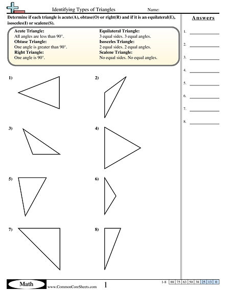 Identifying Types Of Triangles Worksheet