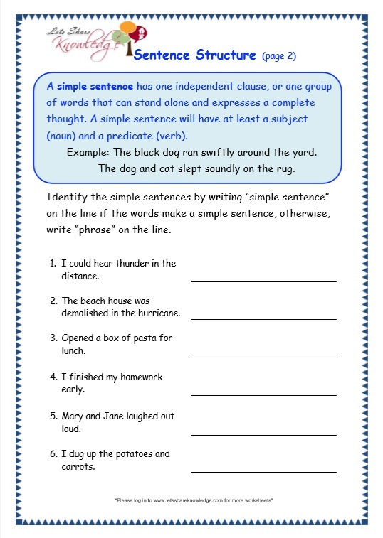 Topic Sentence Worksheet 7th Grade Grade 3 Grammar Topic 36