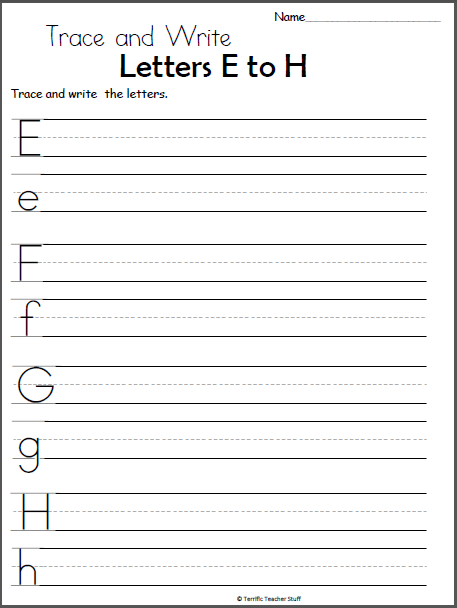Uppercase And Lowercase Letter Writing Worksheets (e To H