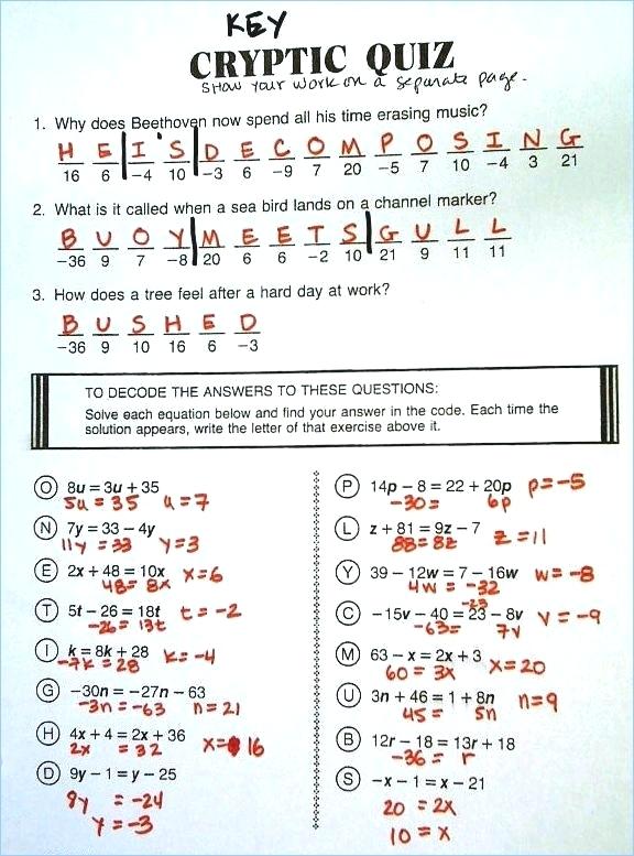 Cryptic Quiz Worksheet Answers